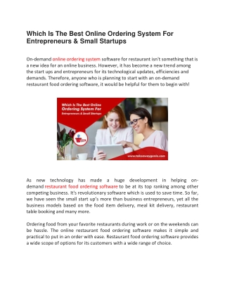 Which Is The Best Online Ordering System For Entrepreneurs & Small Startups