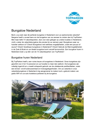 TopParken - Bungalow Nederland