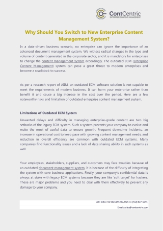 Why Should You Switch to New Enterprise Content Management System?