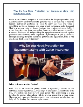 Why Do You Need Protection for Equipment along with Guitar Insurance?