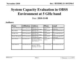 System Capacity Evaluation in OBSS Environment at 5 GHz band