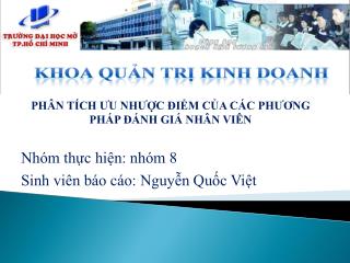 PHÂN TÍCH ƯU NHƯỢC ĐIỂM CỦA CÁC PHƯƠNG PHÁP ĐÁNH GIÁ NHÂN VIÊN