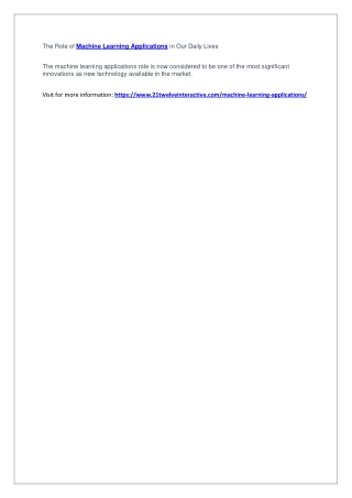 The Role of Machine Learning Applications in Our Daily Lives