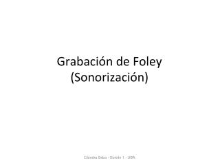 Grabación de Foley (Sonorización)