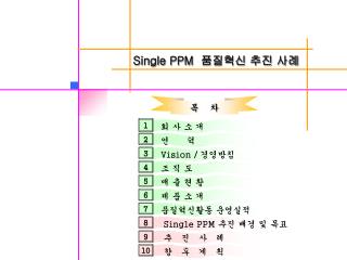 Single PPM 품질혁신 추진 사례