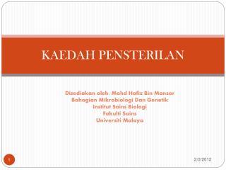 KAEDAH PENSTERILAN