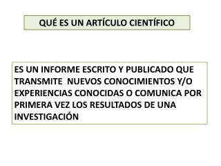 QUÉ ES UN ARTÍCULO CIENTÍFICO