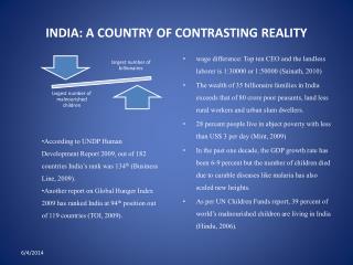 INDIA: A COUNTRY OF CONTRASTING REALITY