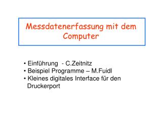 Messdatenerfassung mit dem Computer
