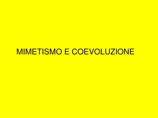 MIMETISMO E COEVOLUZIONE