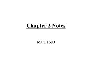 Chapter 2 Notes