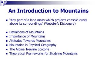 An Introduction to Mountains