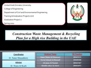 Construction Waste Management &amp; Recycling Plan for a High rise Building in the UAE