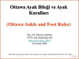 Ottawa Ayak Bileği ve Ayak Kuralları (Ottawa Ankle and Foot Rules)