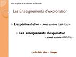 Les Enseignements dexploration