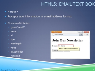 HTML5:  Email Text Box