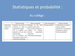 Statistiques et probabilité :