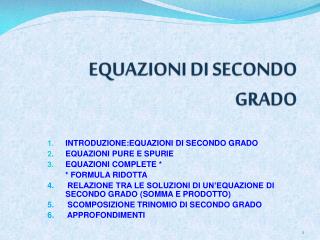 EQUAZIONI DI SECONDO GRADO