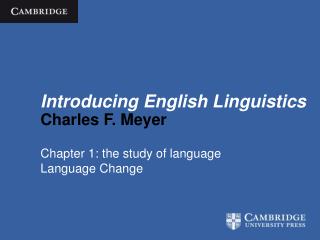 Introducing English Linguistics Charles F. Meyer