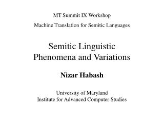 Semitic Linguistic Phenomena and Variations