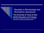 Biosafety in Microbiologic and Biomedical Laboratories