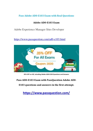 Download Free Adobe AD0-E103 Demo Questions V8.02 | 2020 PassQuestion