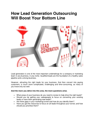 How Lead Generation Outsourcing Will Boost Your Bottom Line