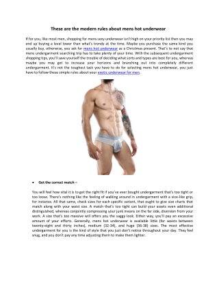 These are the modern rules about mens hot underwear