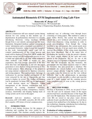 Automated Biometric EVM Implemented Using Lab View