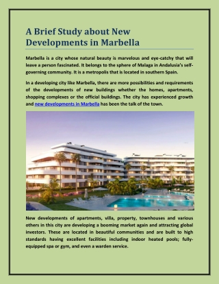A Brief Study about New Developments in Marbella