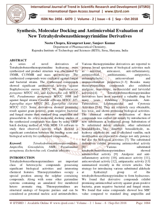 Synthesis, Molecular Docking and Antimicrobial Evaluation of New Tetrahydrobenzothienopyrimidine Derivatives