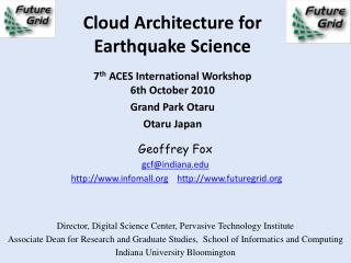 Cloud Architecture for Earthquake Science