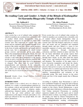 Re reading Caste and Gender A Study of the Rituals of Kodungallur Sri Kurumba Bhagavathy Temple of Kerala