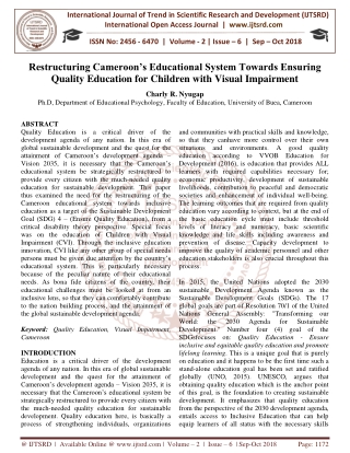 Restructuring Cameroon's Educational System Towards Ensuring Quality Education for Children with Visual Impairment