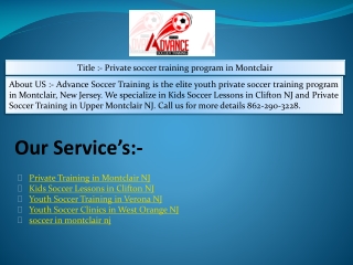 private soccer training program in Montclair