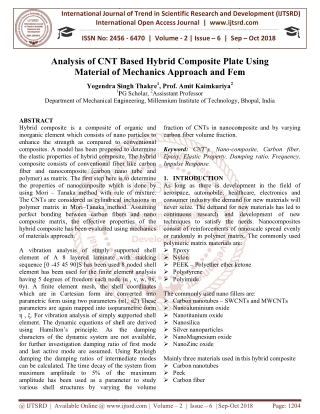 Analysis of CNT Based Hybrid Composite Plate Using Material of Mechanics Approach and Fem