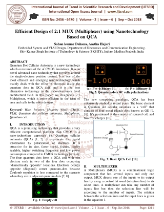 Efficient Design of 2 1 MUX Multiplexer using Nanotechnology Based on QCA