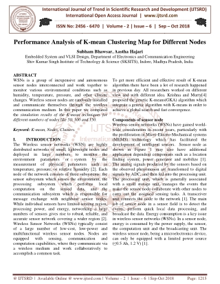 Performance Analysis of K mean Clustering Map for Different Nodes