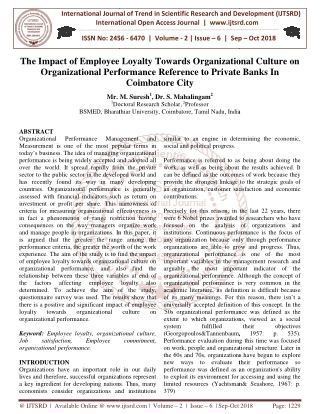 The Impact of Employee Loyalty Towards Organizational Culture on Organizational Performance Reference to Private Banks I