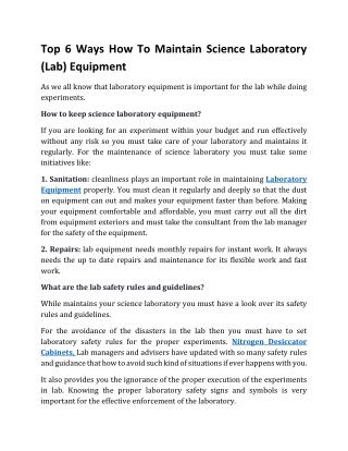 Top 6 Ways How To Maintain Science Laboratory (Lab) Equipment 