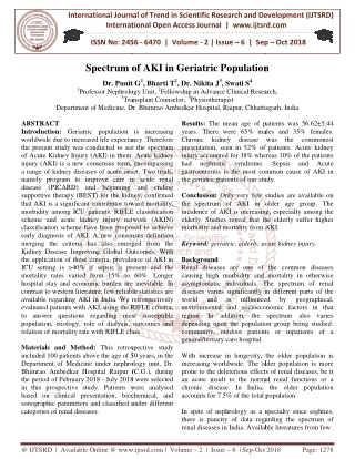 Spectrum of AKI in Geriatric Population