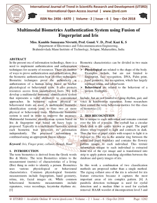 Multimodal Biometrics Authentication System using Fusion of Fingerprint and Iris