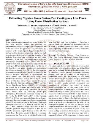Estimating Nigerian Power System Post Contingency Line Flows Using Power Distribution Factors