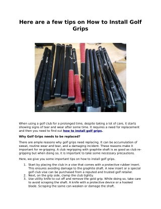 Here are a few tips on How to Install Golf Grips