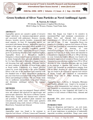 Green Synthesis of Silver Nano Particles as Novel Antifungal Agents