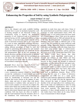 Enhanceing the Properties of Soil by using Synthetic Polypropylene