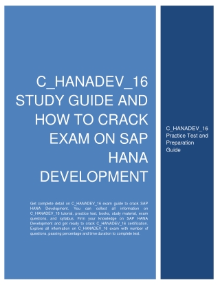 C_HANADEV_16 Study Guide and How to Crack Exam on SAP HANA Development