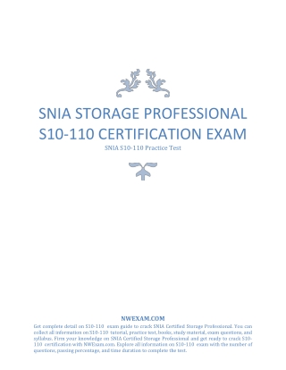 SNIA Certified Storage Professional (SCSP) (S10-110) Practice test