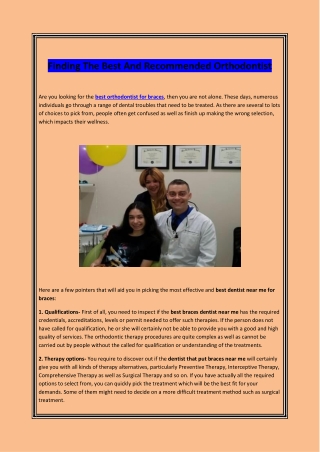 Finding The Best And Recommended Orthodontist