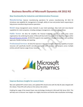Business Benefits of Microsoft Dynamics AX 2012 R2